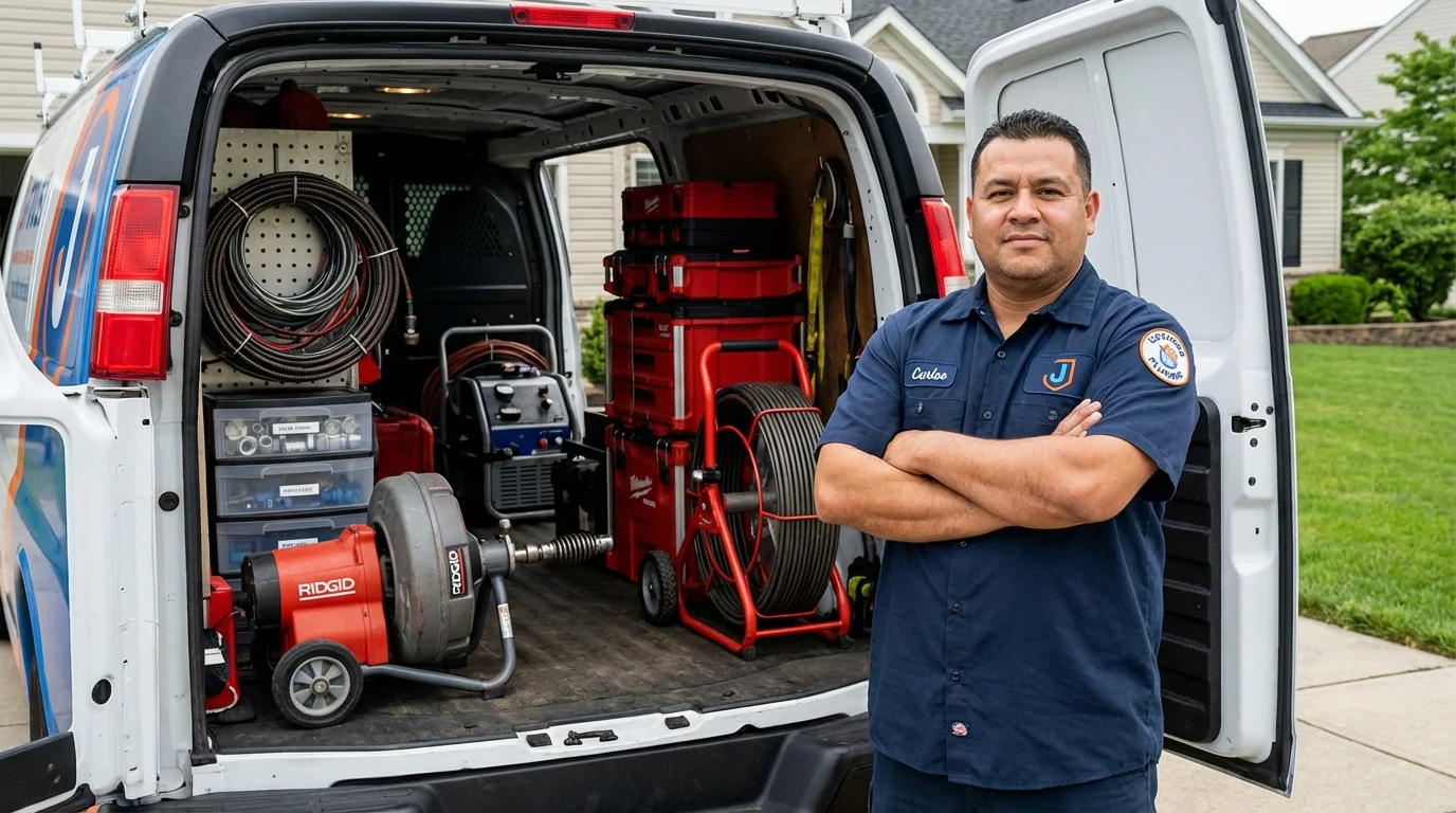 Professional drain cleaning equipment and Johns Plumbing LLC plumber in Clarksville